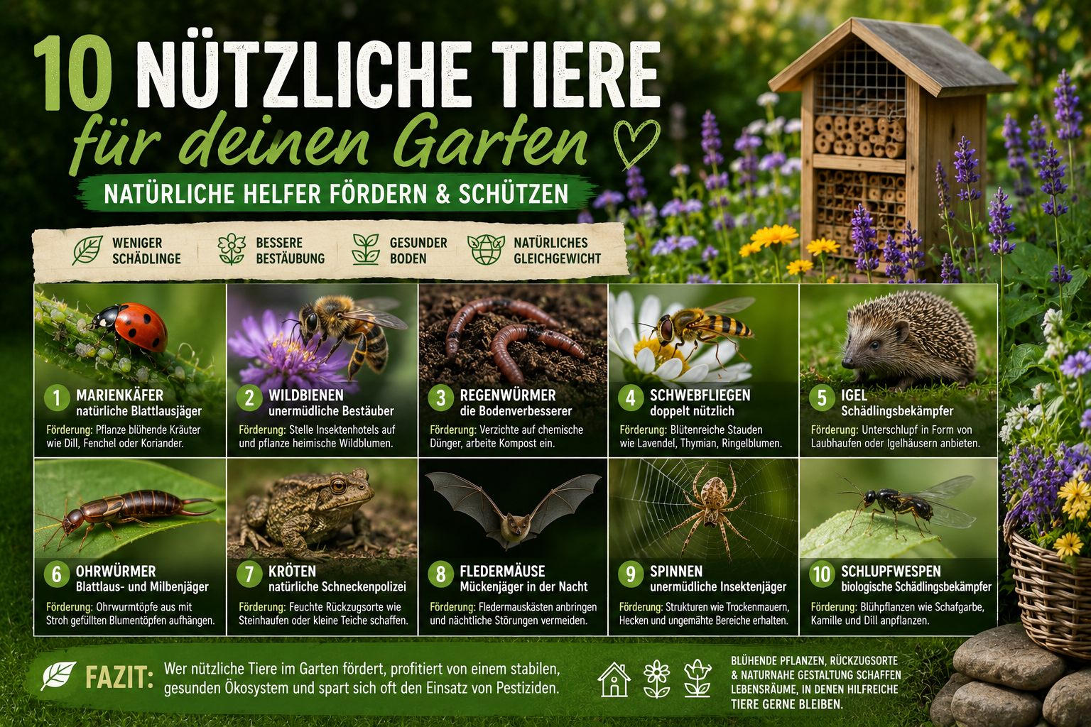Die 10 nützlichsten Tiere im Garten