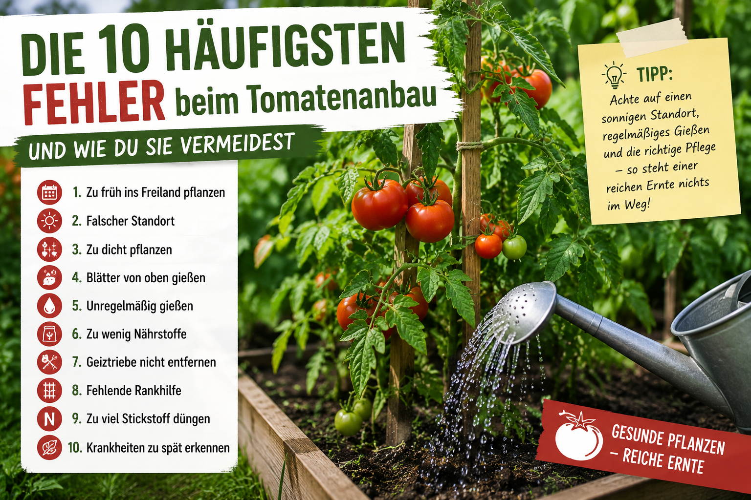 Die 10 häufigsten Fehler beim Tomatenanbau – und wie du sie vermeidest