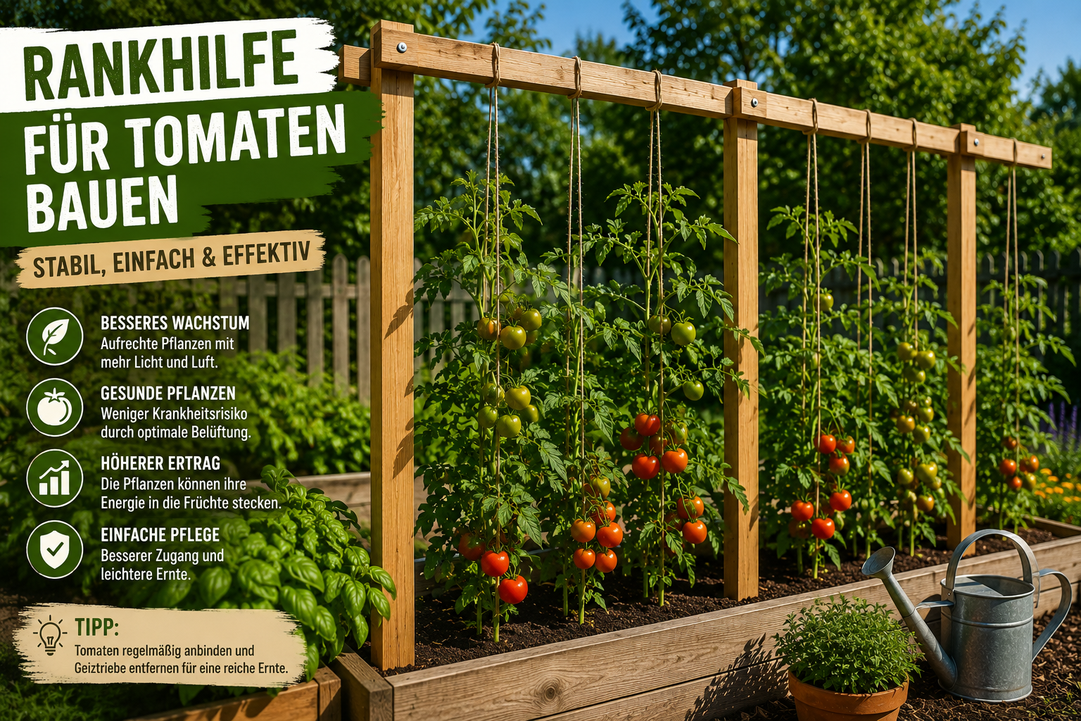 Rankhilfe für Tomaten bauen: Einfache DIY-Anleitung für einen höheren Ertrag