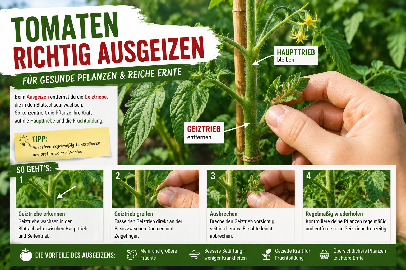 Tomaten ausgeizen leicht gemacht – Schritt für Schritt erklärt