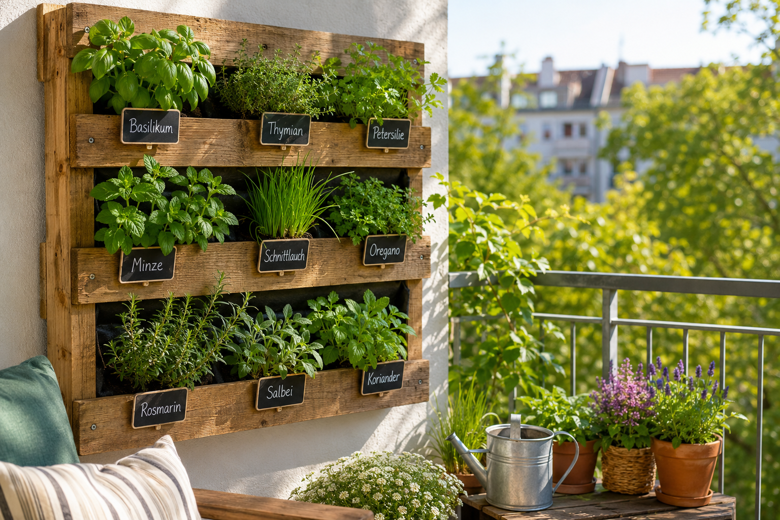 Vertikaler Kräutergarten für den Balkon selber bauen – DIY-Anleitung