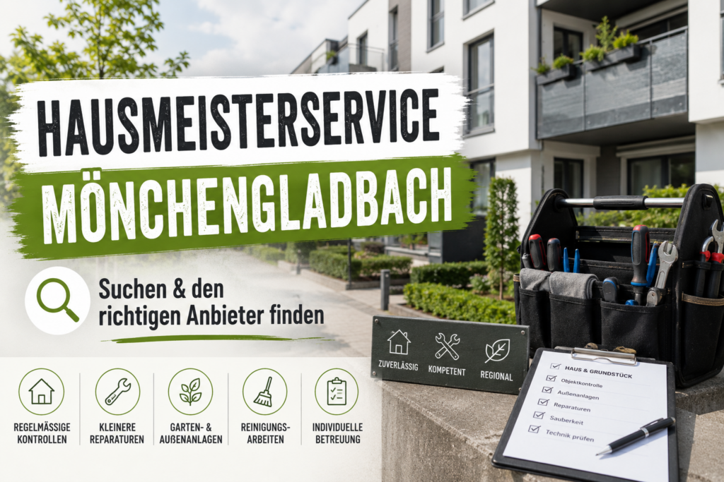 Hausmeisterservice mit Werkzeug und Checkliste