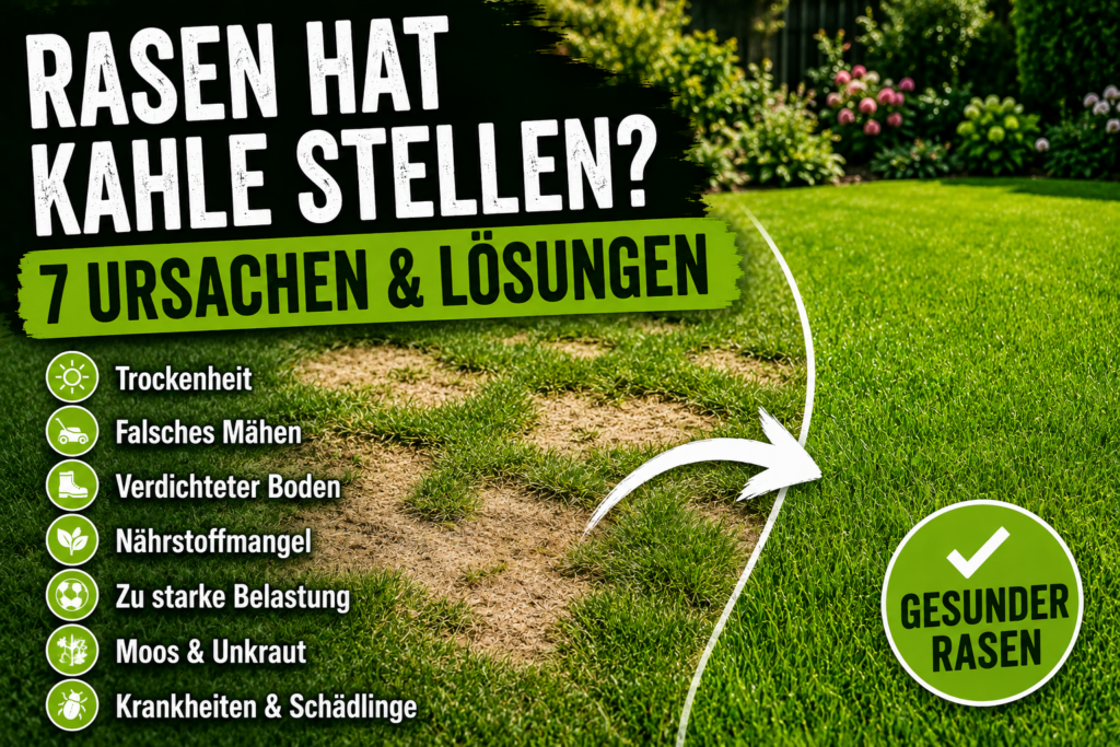 Rasen vor und nach der Pflege