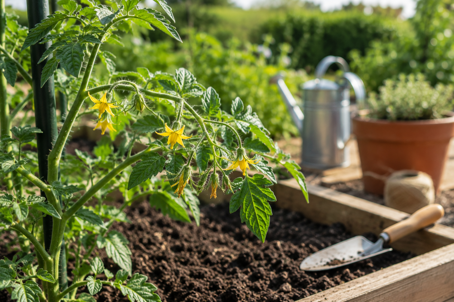 Tomatenpflanze mit Blüten aber ohne Früchte