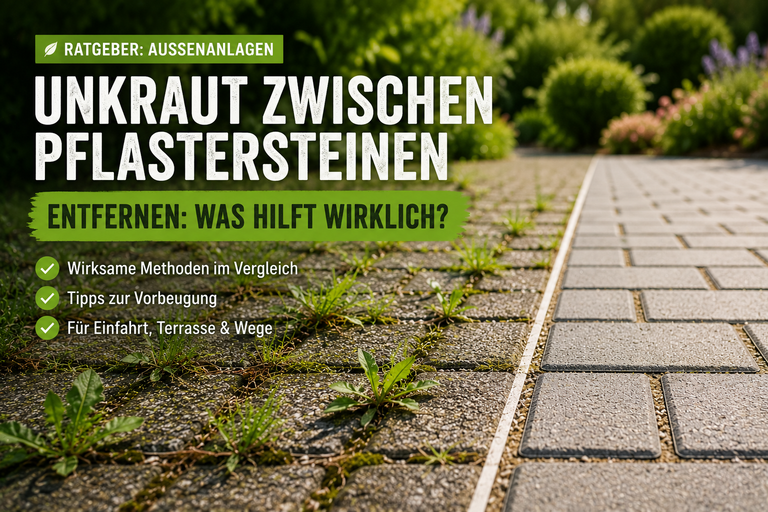 Unkraut zwischen Pflastersteinen entfernen