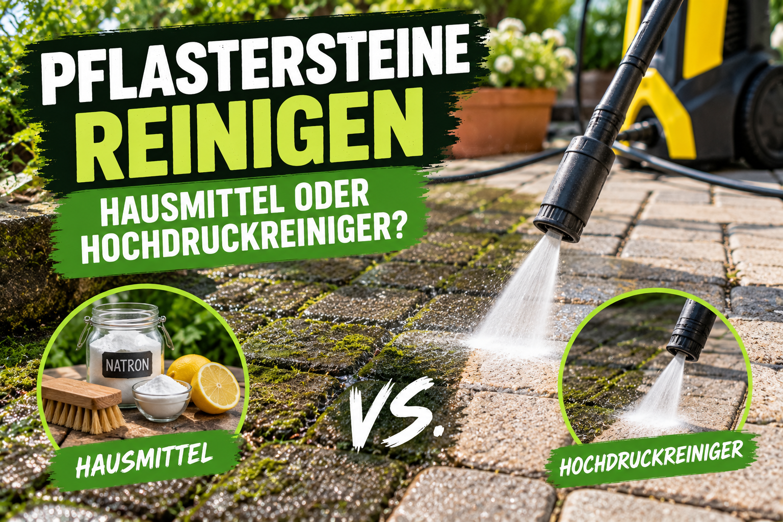 Pflastersteine reinigen: Hausmittel oder Hochdruckreiniger?