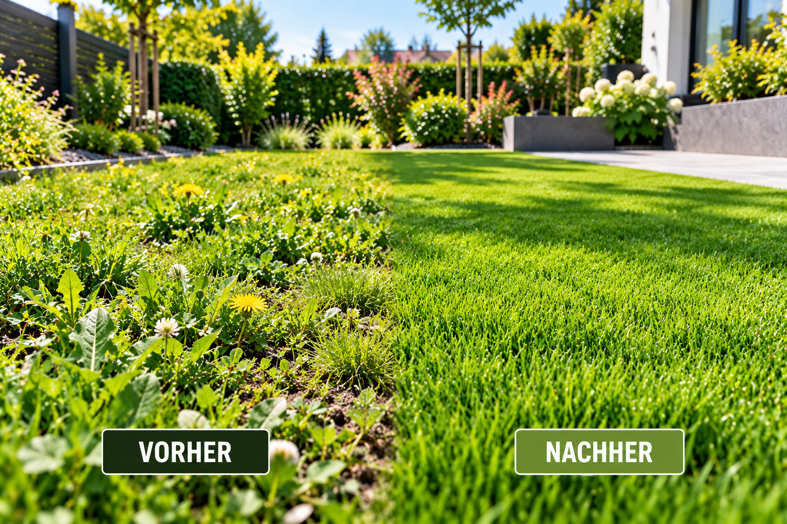 Rasen voller Unkraut – Rasen wieder dicht und grün bekommen